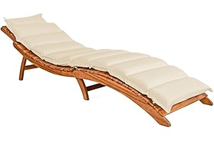 DEUBA Detex Coussin pour Chaise Longue crème rembourré 7 cm d'épaisseur Oreiller Inclus avec Sangles Coussin pour Bain de Soleil