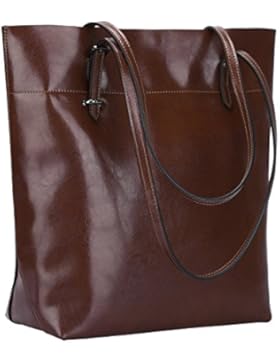 S-ZONE Damen Echtleder Tasche Handtasche Henkeltasche