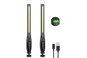 highsam Linterna LED Recargable Taller, Regulable Linterna de Trabajo, COB Lámpara de Inspección con gancho y base magnética para reparación de Coches, Taller, Iluminación de Emergencia (2 unidades)