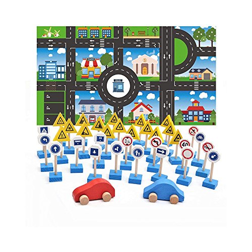Wooden Teaching Toys Set Of Traffic Signs | Dingze