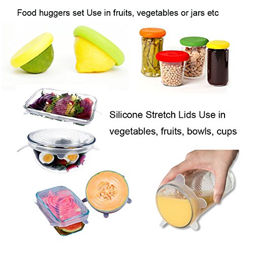 Wiederverwendbare Deckel für Schüsseln Set von 6 und Food Huggers Silikon Food Savers Set von 4 - 2