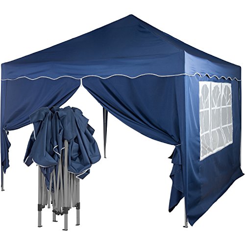 Faltpavillon 3×3 m mit 2 Seitenteilen, WASSERDICHT, Farben wählbar, inkl. Tragetasche + Zubehör, versiegelte Nähte, DIN ISO zertifiziert, Weiß Champagner Blau Grün Burgund Rot Anthrazit Schwarz - 2