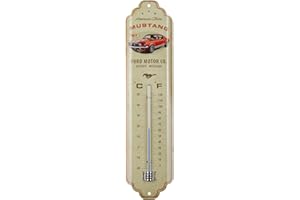 Nostalgic-Art Retro Thermometer, 7 x 28 cm, Ford Mustang – GT 1967 Red – Geschenk-Idee für Ford-Zubehör Fans, Original Lizenzprodukt (OLP), aus Metall, Vintage Design