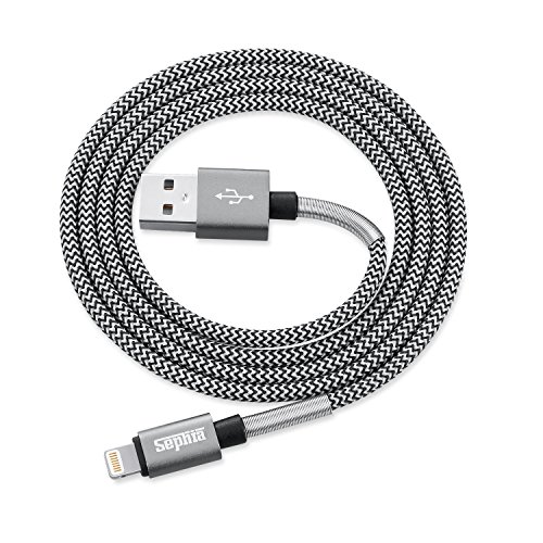Sephia iPhone Ladegerät, Federverstärkt, mit Nylon umflochten, USB-iPhone-Kabel mit Lightning Connector [Apple MFi Zertifiziert] ultra-hohe Lebensdauer, Synchronisierungs- und Ladekabel für iPhone 7/iPhone 7 Plus/iPhone 6/6 Plus/6S, iPad Air 2, iPad Pro und mehr - 6