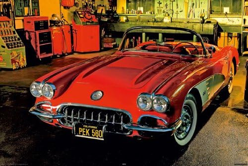 HUGE LAMINATED / ENCAPSULATED Classic Red 1958 Chevrolet POSTER measures 36 x 24 inches (91.5 x 61cm)