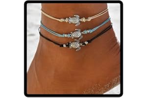 Wedity Turtle Cheville Ensemble Perlé Cheville Bracelets Multicouche Chaîne Accessoires Tressé Plage Pied Bijoux Réglable pour Femmes Filles