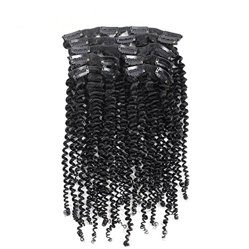 Promotions! 12Inch-28Inch 100% Virgin Brazilian Human Hair Kinky Curl Clip in Hair Extension, curly hair weft , Unprocessed 6A Grade 70G 7 pieces/ set Natural color (12) by becret