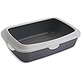 Foodie Puppies Rectangle Cat Litter Tray (Large (Grey) - 59 x 47 x 19 cm) with Rim, Reduces Odor, Perfect Starter for Toilet Training Your Kitten and Puppies