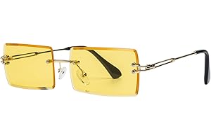 tigratigro Occhiali da sole per donna, moda antiriflesso rettangolari senza montatura Occhiali da sole quadrati