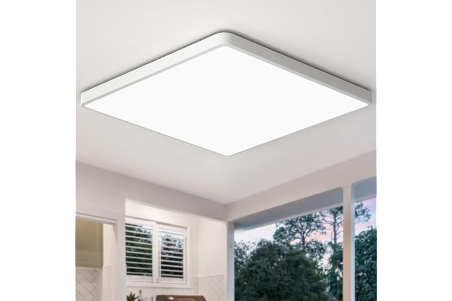 zemty 36W 29CM LED Ceiling Lights, 3240LM Waterproof Bathroom Light, Super Bright 6500K Daylight White, Modern Square Flush Mounted Lighting Fixture for Kitchen Hallway Living Room Bedroom Office