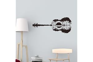 ANATTASOUL Pegatinas de Pared Atardecer de Guitarra Vinilos Decorativos Adhesivos Pared Cocina Dormitorio Salón Comedor Baño(60x30cm)