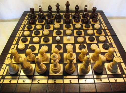 Chessebook - Ajedrez + Damas + Backgammon Tablero de 52 x 52 cm - Imagen 9
