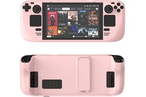 Aoyygg Protective Case Suitable for Steam Deck, Colorful Cover Protector Skin-Friendly Feel PC Material Protective Case with Stand Game Console Shell Accessories (Pink)