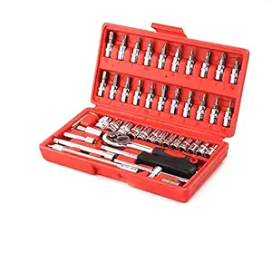 JAY ANTIQUES Socket 1/4 Inch Combination Repair Tool Kit (Red) - Set of 46