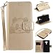 Produktbild Lonchee ASUS Zenfone 3 ZE520KL Wallet Tasche Brieftasche Schutzhülle , Panda geprägtes Muster Design Hochwertige PU Leder Folio Tasche Case Hülle im Bookstyle mit Standfunktion Kredit Kartenfächer (Gold)