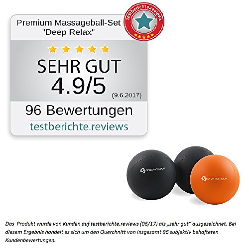 Premium Massageball Set „Deep Relax“ von Sportastisch :: 2 hochwertige Massagebälle im Set: Einzelball und Duoball :: in geprüfter Qualität :: verschiedene Zonen :: mittlerer Härtegrad, ideal für Einsteiger oder Fortgeschrittene :: ideal zur Behandlung schmerzender Faszien :: optimales Training für Rücken, Wirbelsäule, Arm und Schultern: inklusive 3 Jahren Sportastisch Produktgarantie - 2