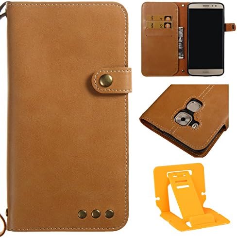 Huawei Nova plus PU Leather Case, Huawei Nova plus Wallet Cover, Ekakashop Fashion Retro Pure color Simulation Leather Case (with Hand Strap) and Soft Silicone inner Case, Business Women &amp; Men Bookstyle Premium Flip PU Leather Phone Case Stand Shockproof Protective Case Cover For Huawei Nova plus +1x Ekakashop Kickstand (color random), Khaki
