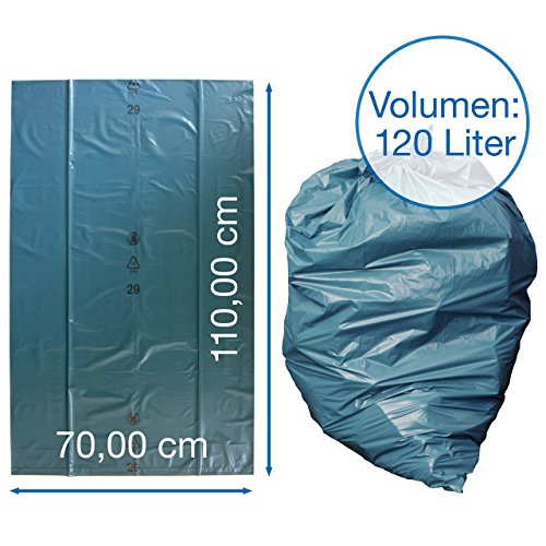 iLP 120 L Müllsäcke – extrem reißfest – 25er Rolle – Typ 100 extra – Abfall-Säcke XXL Abfallbeutel – 70 μ – 700×1100 mm – LDPE – perfekte Müllentsorgung für Haushalt Garten Gewerbe Baustelle – blau (1 Rolle) - 2