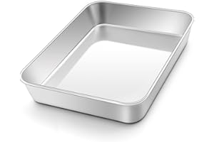 Onader Backblech, 26,5x20,5x5cm, Edelstahl Kleine Rechteckig Auflaufform Ofenblech Kuchenblech, Tiefes Fettpfanne Backofen Ofenform für Lasagne Brownie, Gesund, Leicht Zu Reinigen & Spülmaschinenfest