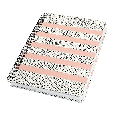 SIGEL JN600 Carnet de notes à spirale basic, 16, 2 x 21, 5 cm, pointillé, couverture rigide, motif petits pois, saumon/noir/blanc