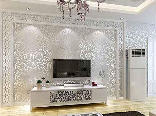 ufengke® Moderne Simple Vliesstoff Beflockung Bronzing 3D Kurve Muster Tapeten Wandbild Für Wohnzimmer Schlafzimmer TV Hintergrund, sample