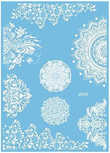 J043 - Fake Tattoo for the body - Arms - Ankles - Wrist - Leg - Leg - Shoulder - Back - Tribal - Greek - Flowers - Floral - Ethnic - White