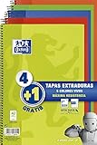 papeleria libretas Formato folio 80 hojas Oxford - Pack de 5 cuadernos (tapa extradura, 80 hojas, cuadrícula 4x4 con margen) Lima/Rojo/Naranja/Verde/Azul Marino