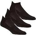 3 Pairs Mens Non-Slip Yoga Pilates Socks Martial Arts Fitness Dance Barre, Anti-Slip/Non-Slip, Full Toe Ankle Fall Prevention Grip Sox, Mens UK 6-11 (EUR 39-46)