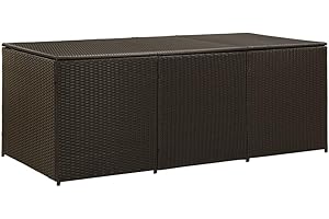vidaXL Gartenbox Auflagenbox Kissenbox Kiste Gartentruhe Truhe Box Aufbewahrungsbox Auflagenkiste Garten Poly Rattan 180x90x70cm Braun