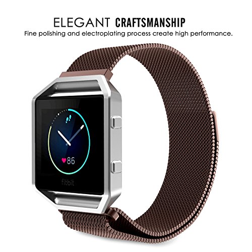 MoKo Fitbit Blaze Armband – Milanaise Edelstahl Replacement Wrist Band Strap Watchband Uhrband Uhrenarmband Erstatzband mit Magnet-Verschluss für Fitbit Blaze Smart Fitness Watch, Kaffee - 6
