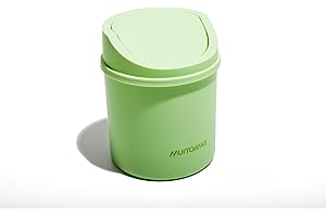 Muitomas, Cestino da Scrivania Mini, con Sportello Apribile e Coperchio Removibile, Compatto per Scrivania e Ufficio, 130x130x170 mm, Colore Verde Salvia