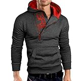 Sannysis sudaderas hombre largas con capucha, chaquetas deportivas (XL, gris oscuro)