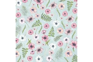 TIGERS ON THE LOOSE Paper Napkins for Decoupage, 4 Single Lunch Size Paper Napkins, Anemones Green