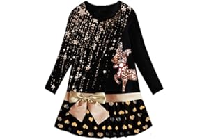 VIKITA Vestito Ricamo Floreale Manica Lunga Casuale Cotone Bambina