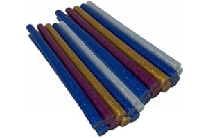 VET ITALY Vetrineinrete® Bastoncini di colla colorata glitterata 20 pezzi per pistola a caldo incollatrice stick 190x11 mm D25