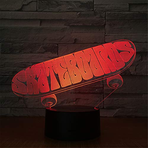 LUCKY-U Light Lamp Illumination 3D Electronic Led Table Lamp Bedroom Energy Saving Skateboard Decoration Baby Bedside Eye Protection Sleep Mood Night Light (22 * 15 * 6CM)