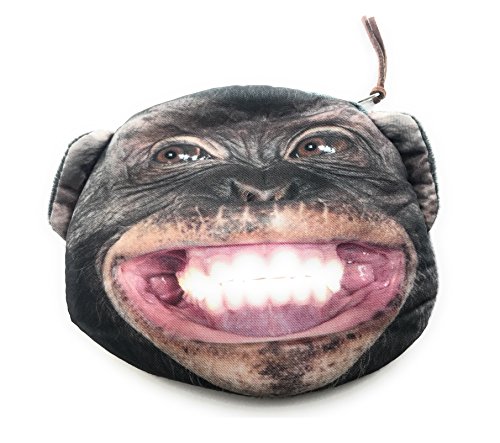 Lagiwa® Porte-monnaie forme tête animal fruit à fermeture éclair modèle au choix (Singe)