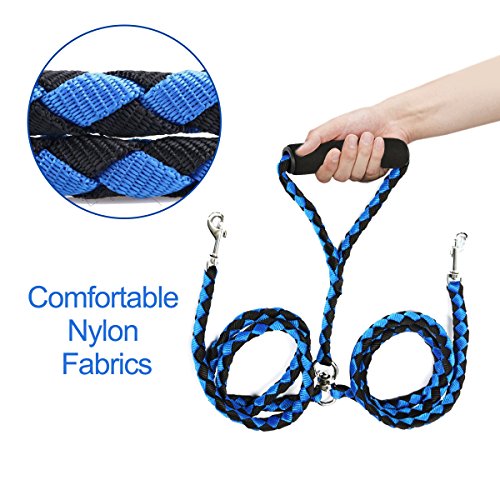 Dog-Leash-2-Dogs-Focuspet-Double-Dog-Leash-46-Foot-2-Way-No-Tangle-Coupler-Double-Pet-Dog-Lead-Leash-Twin-Large-Medium-Small-Dogs-Blue-and-Black