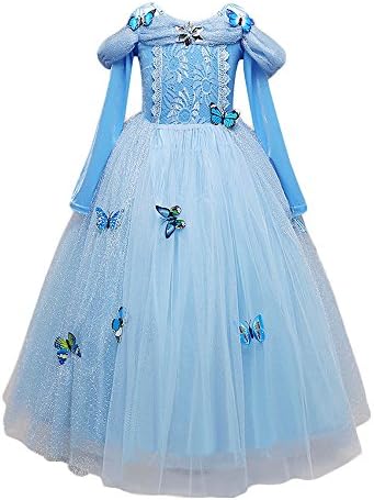 NNDOLL Cinderella carnival costumes girl girl princess dress light blue 870 (150 (7-8 years)