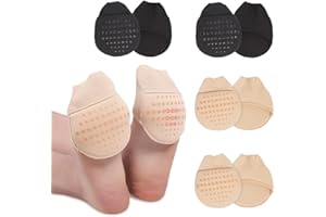 HAOXYO 4 Paar Ballenpolster Vorfuß,Fusspolster Pads,Rutschfeste Vorfußsocken Silikon Dot,Mittelfußpolster Metatarsal Pad, Vorfußpolster,Ballenpolster High Heels Unsichtbarer und Komfort (Black & Skin Color)