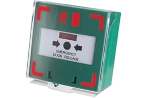 AMALOCKS SecureMyDoor - Resettable Call Point Emergency Exit Door Lock Release Switch - Surface Mount with LED Status Indicator & Sounder | Green Plastic | Manual Override for Magnetic Locks Access Control
