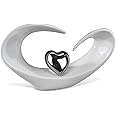 Glazed Ceramic, 31 x 18 cm, Formano Decorative Object, Heart, White Silver
