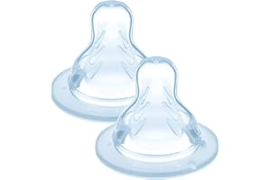 MAM Smoczki do butelek dla niemowląt 6+ miesięcy (2 sztuki) - 2 sztuki w zestawie – bardzo szybki silikonowy smoczek o przepływie X – płaski, bardzo miękki smoczek dla niemowląt