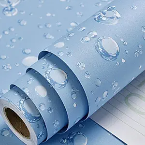 Wolpin Wall Stickers Wallpaper Decal (45 x 300 cm) DIY PVC Self-Adhesive Bubbles, Kids Room, Lamination Paper, Office, Home Decorative, Water Blue