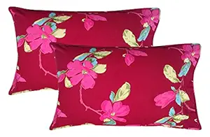 Miyanbazaz Textiles Floral 2 Piece Cotton Pillow Cover Set - 18x28 (Red)