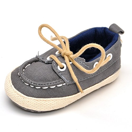 ESTAMICO Baby Denim Lace-up Crib Shoes Gray 6-12 Months