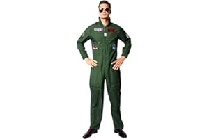 EraSpooky Men Pilot Costume Aviator Fancy Dress Halloween Party Cosplay Outfit for Adult