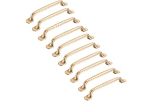 MARGUERASW Poignée de Placard Doré 128mm - Poignée de Meuble Cuisine Or pour Armoire et Porte (10 Pièces)
