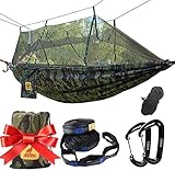 Hamac Moustiquaire de Camping Voyage - Double Portable Respirante à Parachute, Cadeau de Noël, Ultra Léger Portable Séchage Rapide Hamacs pour Outdoor, Randonnée, Voyage, Plage, Jardin,Camouflage