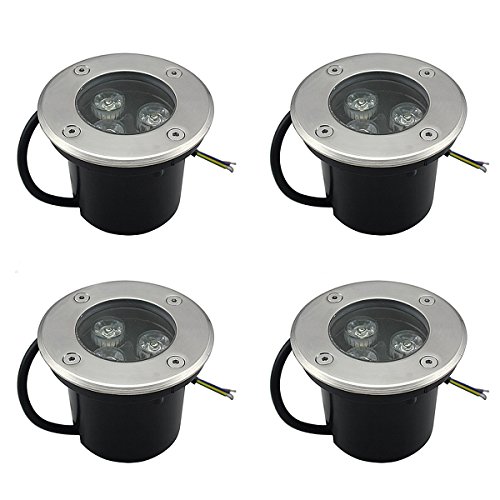 Goodia 4Stk. 3W Bodeneinbaustrahler Led 230V AC IP68 270Lumen Für Aussen (warmweiß)